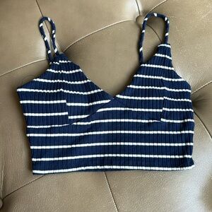Blue and white stripped crop top